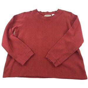 Orvis Pullover Sweatshirt Ribbed Cotton Sweater Red Pink Boatneck Womens Large